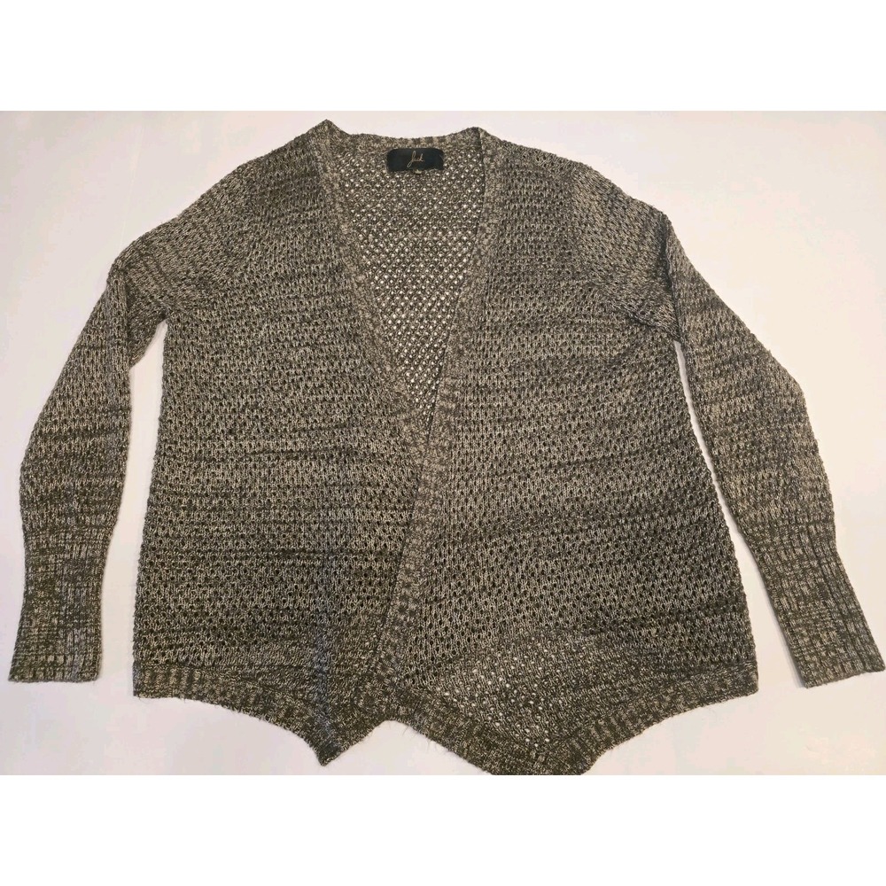 Jack Womens Size Large Open Cardigan Knit Bronze Brown Metallic Gold